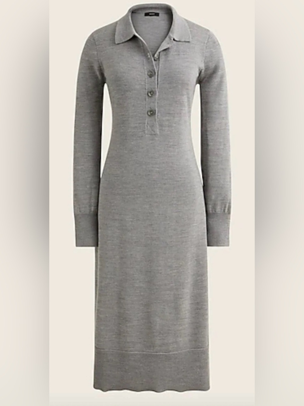 NEW J. Crew Collared 100% Merino Wool Sweater Dress XS BB375 Heather HTHR SMOKE
